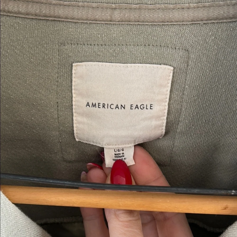 American Eagle Green Textured Pullover Sweatshirt - Picture 6 of 6